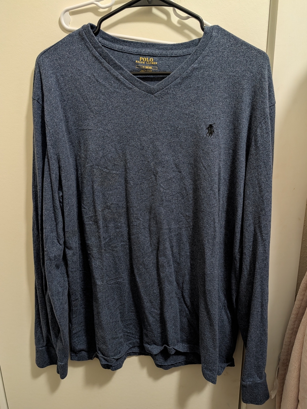 Polo by Ralph Lauren Men's V-Neck Sweater in Heather Navy